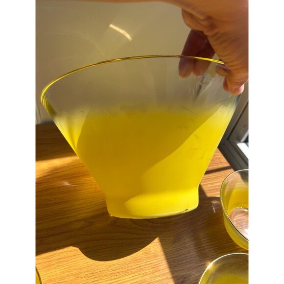 Blendo yellow gold rimmed large salad bowl set MCM - Picture 2 of 10